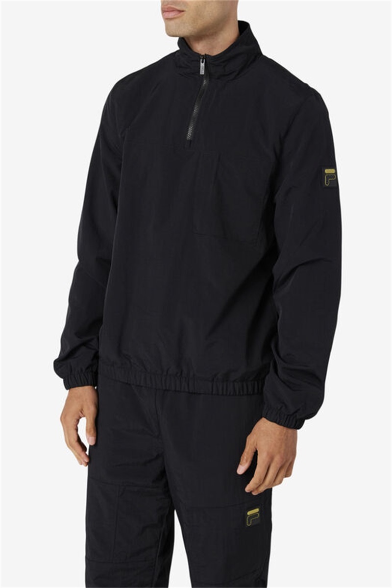 Black Men's Fila Magnus 1/4 Zip Track Jackets | Saudi Arabia-045763