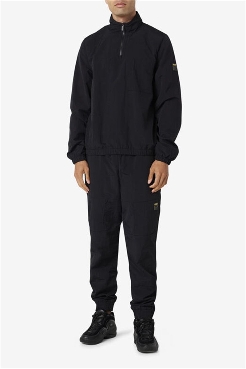 Black Men's Fila Magnus 1/4 Zip Track Jackets | Saudi Arabia-045763
