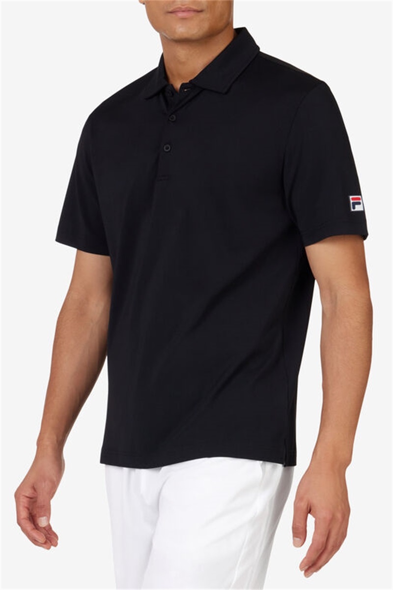Black Men's Fila Match Point Polo Shirts | Saudi Arabia-457618
