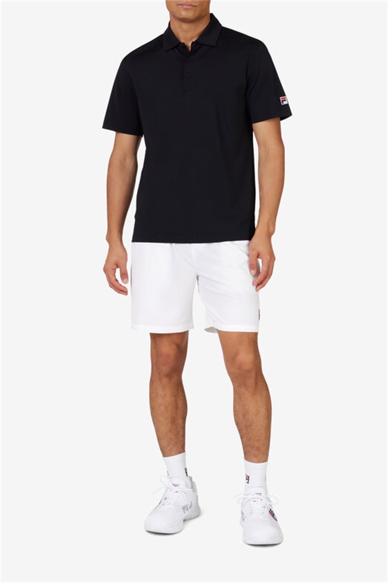 Black Men's Fila Match Point Polo Shirts | Saudi Arabia-457618