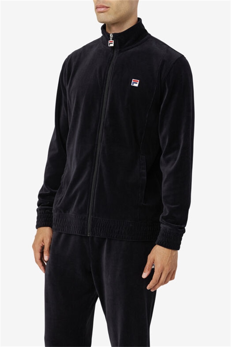 Black Men's Fila O-Fit Velour Jackets | Saudi Arabia-059741