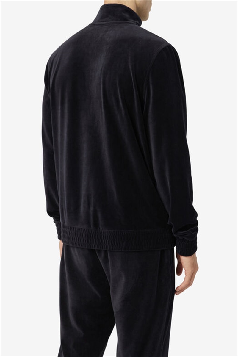 Black Men's Fila O-Fit Velour Jackets | Saudi Arabia-059741
