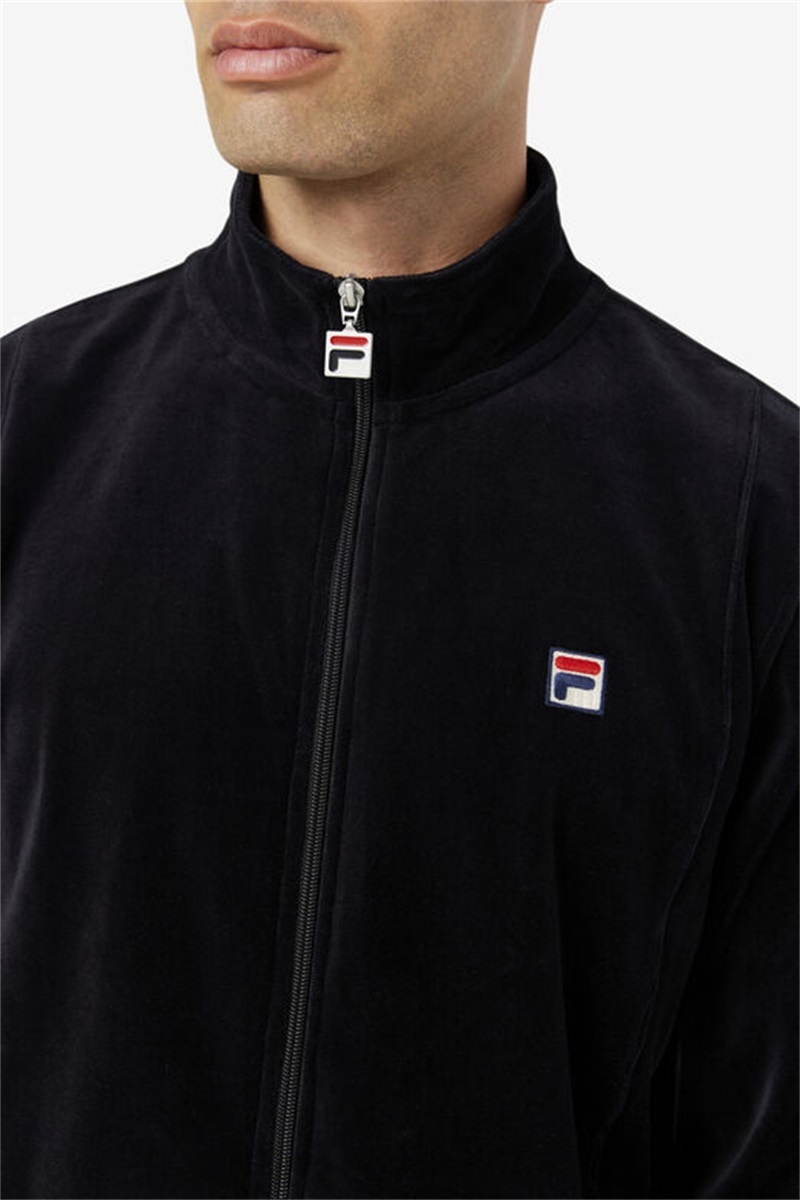 Black Men's Fila O-Fit Velour Jackets | Saudi Arabia-059741