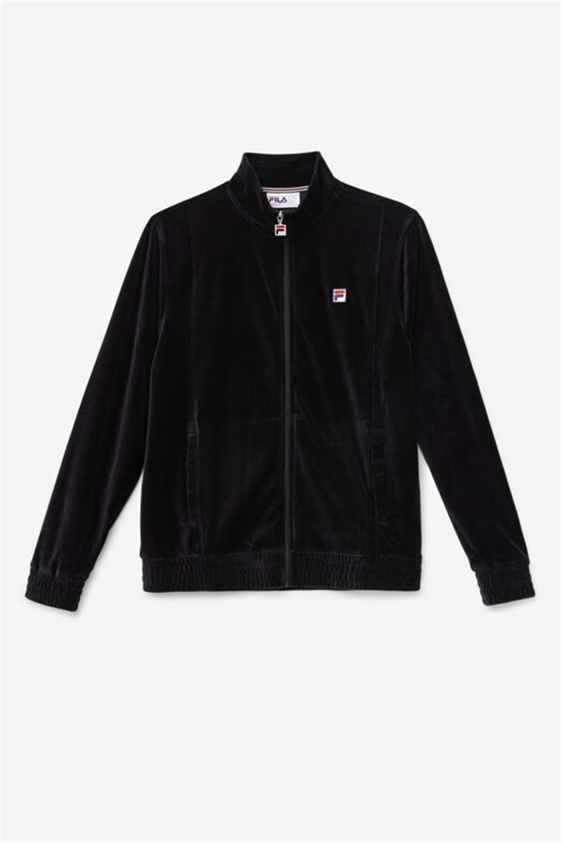 Black Men\'s Fila O-Fit Velour Jackets | Saudi Arabia-059741
