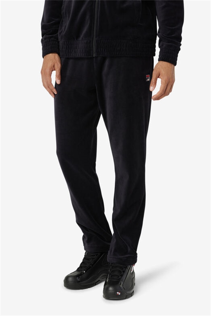 Black Men's Fila O-Fit Velour Pants | Saudi Arabia-064175