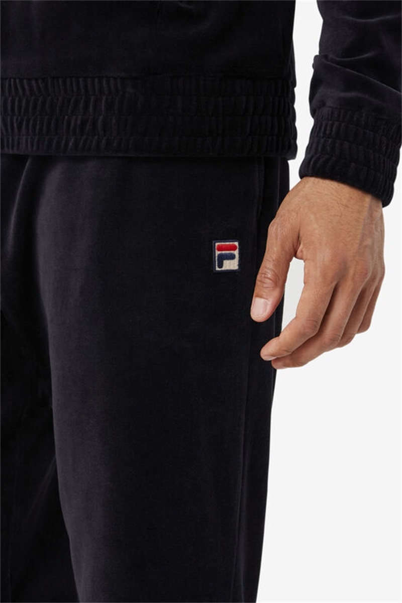 Black Men's Fila O-Fit Velour Pants | Saudi Arabia-064175