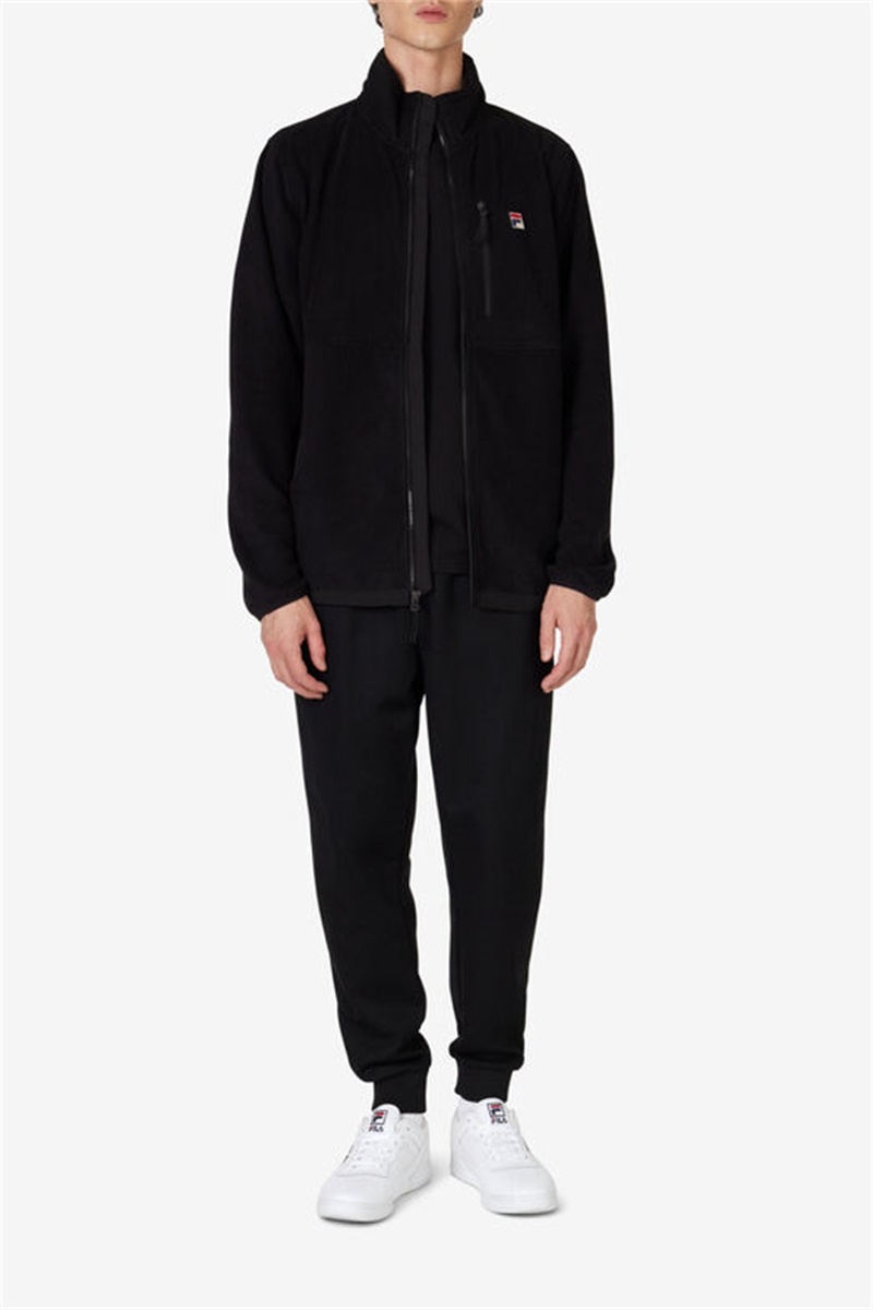 Black Men's Fila Premium Micro Fleece Jackets | Saudi Arabia-597302