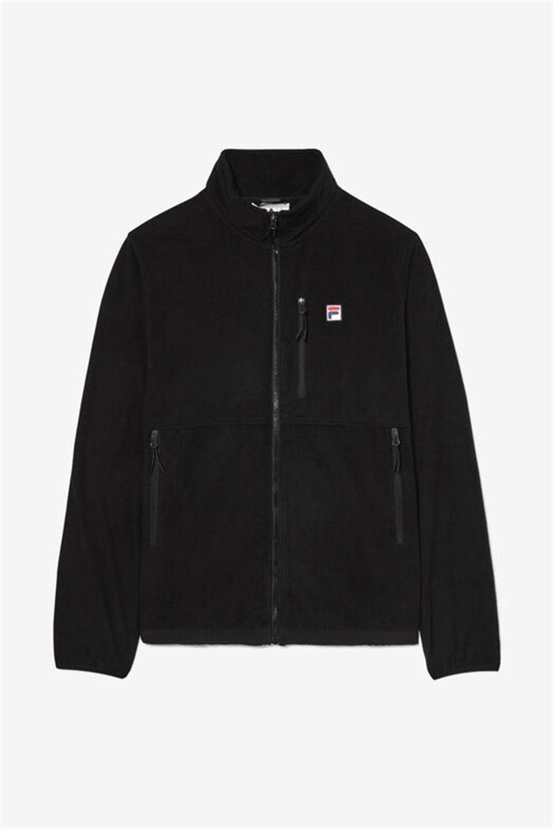 Black Men\'s Fila Premium Micro Fleece Jackets | Saudi Arabia-597302