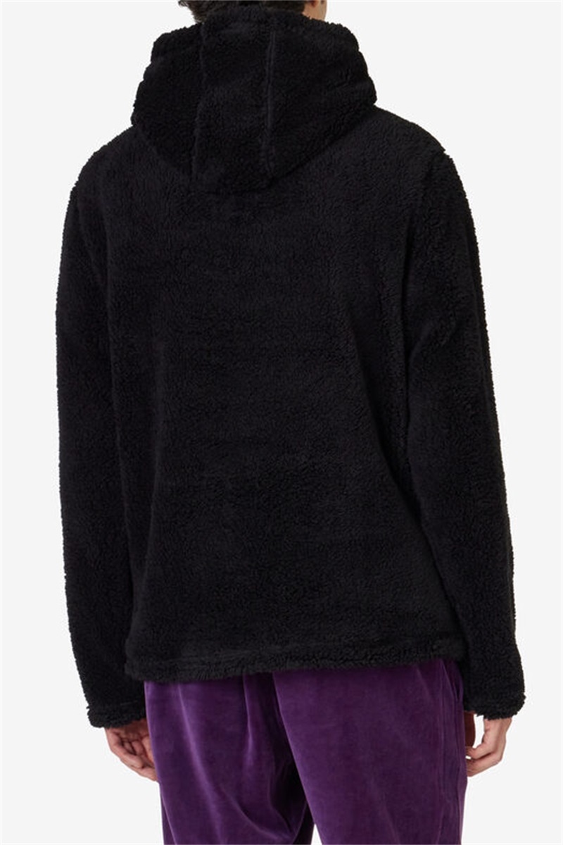 Black Men's Fila Premium Sherpa Hoodie | Saudi Arabia-985143