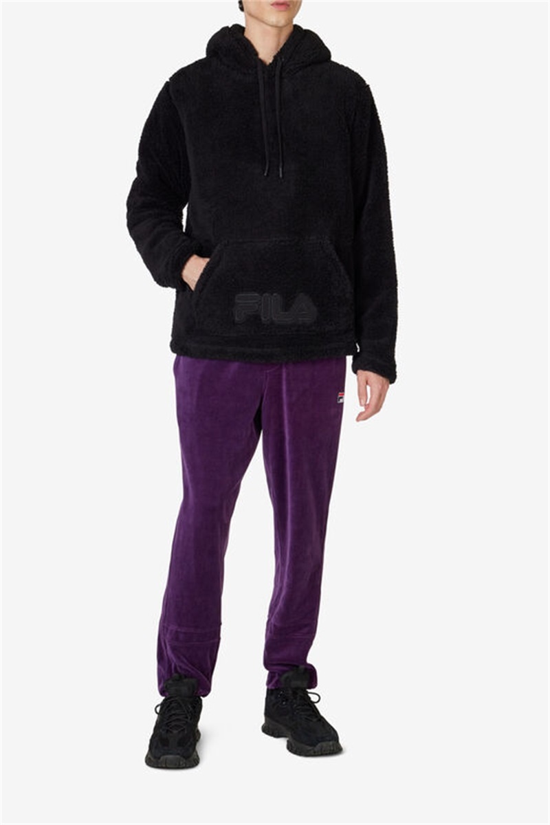 Black Men's Fila Premium Sherpa Hoodie | Saudi Arabia-985143