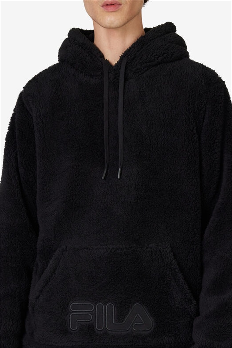 Black Men's Fila Premium Sherpa Hoodie | Saudi Arabia-985143
