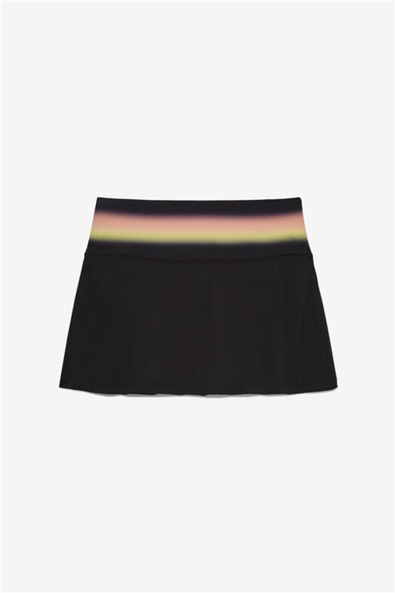 Black Women's Fila Backspin Printed Skirts | Saudi Arabia-684307