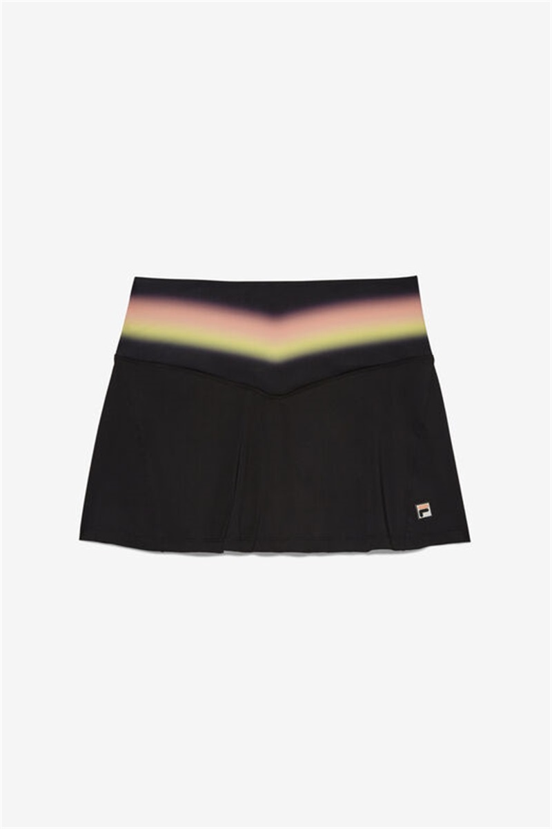 Black Women\'s Fila Backspin Printed Skirts | Saudi Arabia-684307