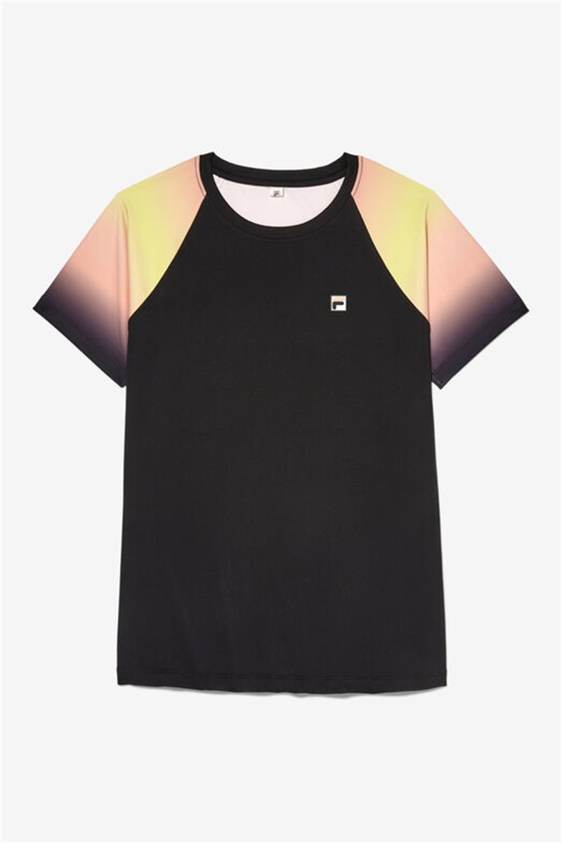 Black Women\'s Fila Backspin Short Sleeve Tops | Saudi Arabia-761409