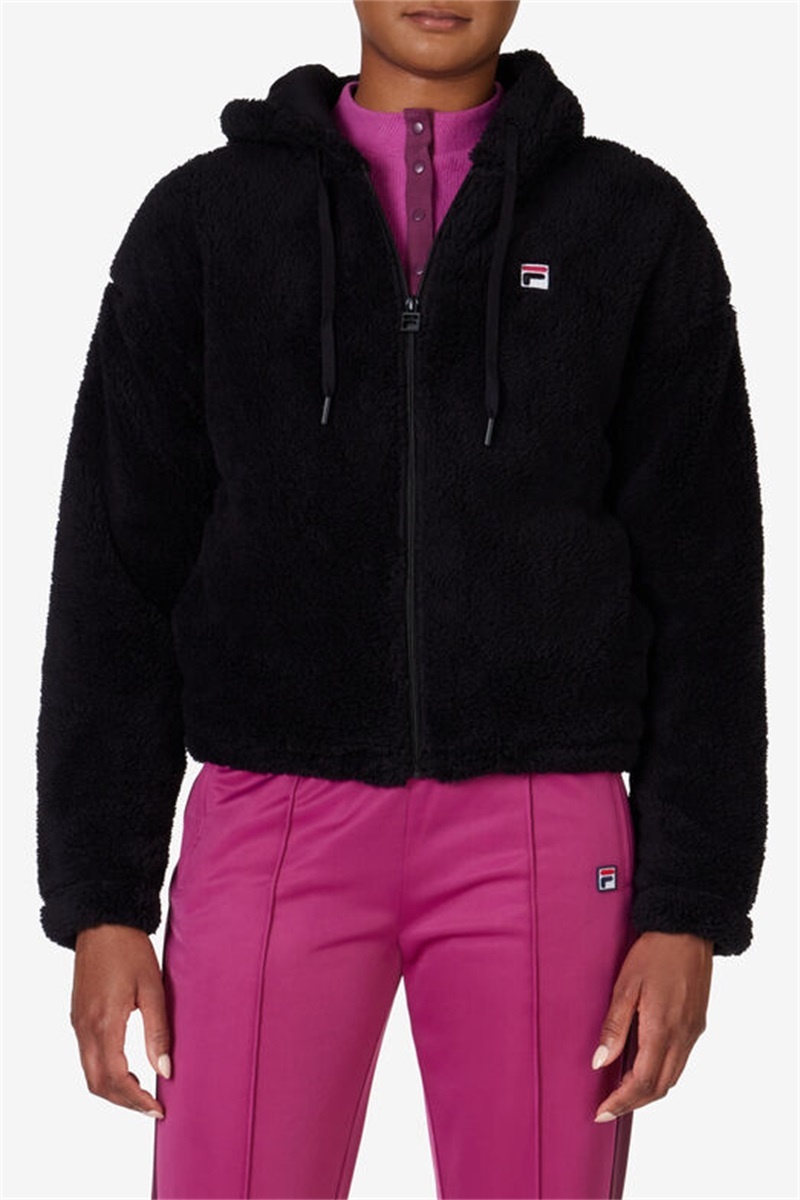 Black Women's Fila Chilly Hoodie | Saudi Arabia-342796