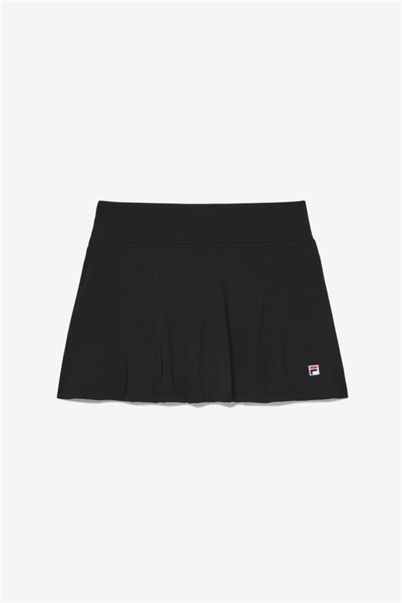 Black Women\'s Fila Essentials Long Flirty Skirts | Saudi Arabia-682931