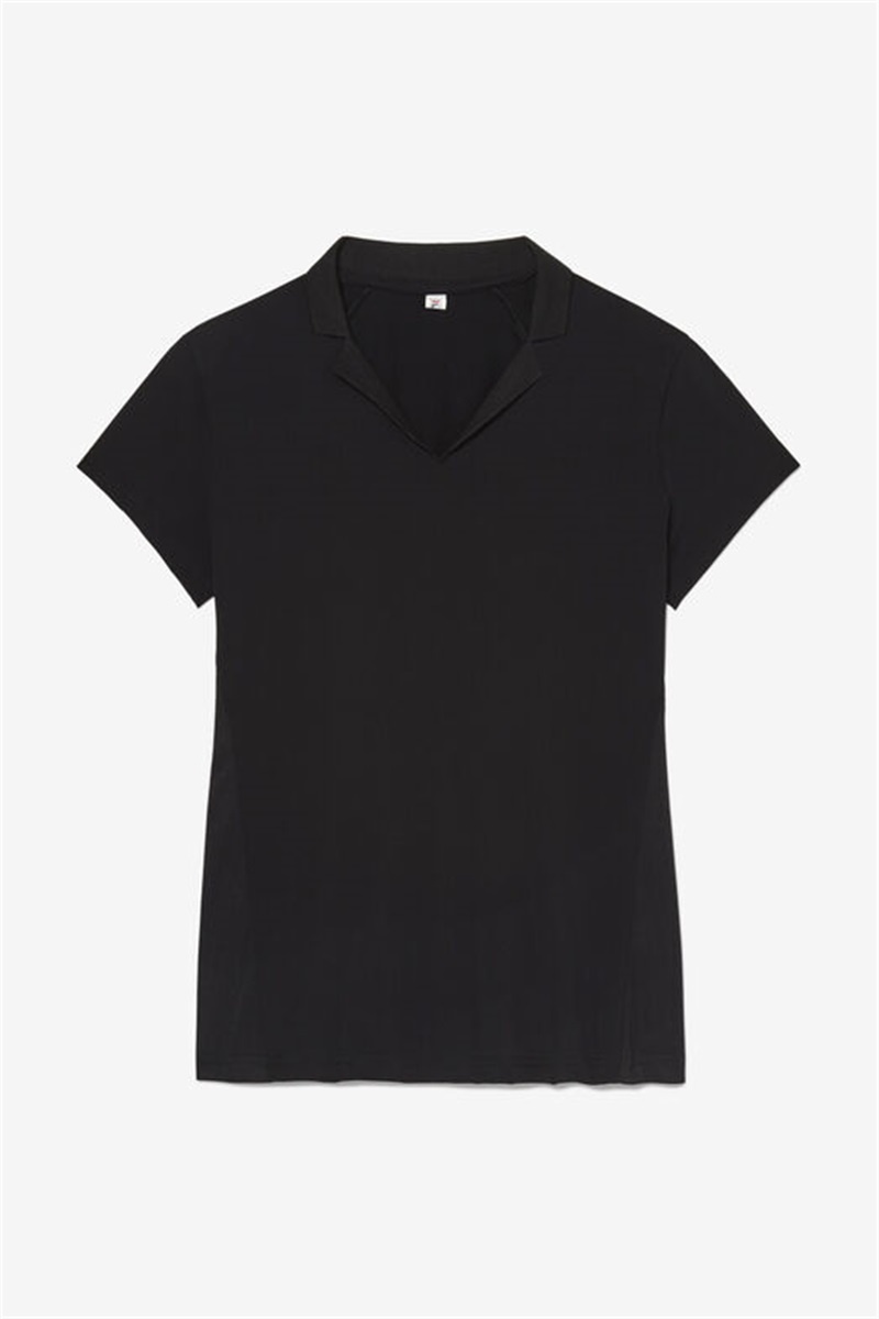 Black Women\'s Fila Essentials Short Sleeve Polo Shirts | Saudi Arabia-719235