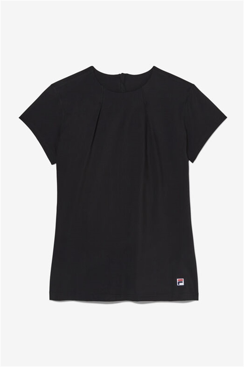 Black Women\'s Fila Essentials Short Sleeve Tops | Saudi Arabia-893072
