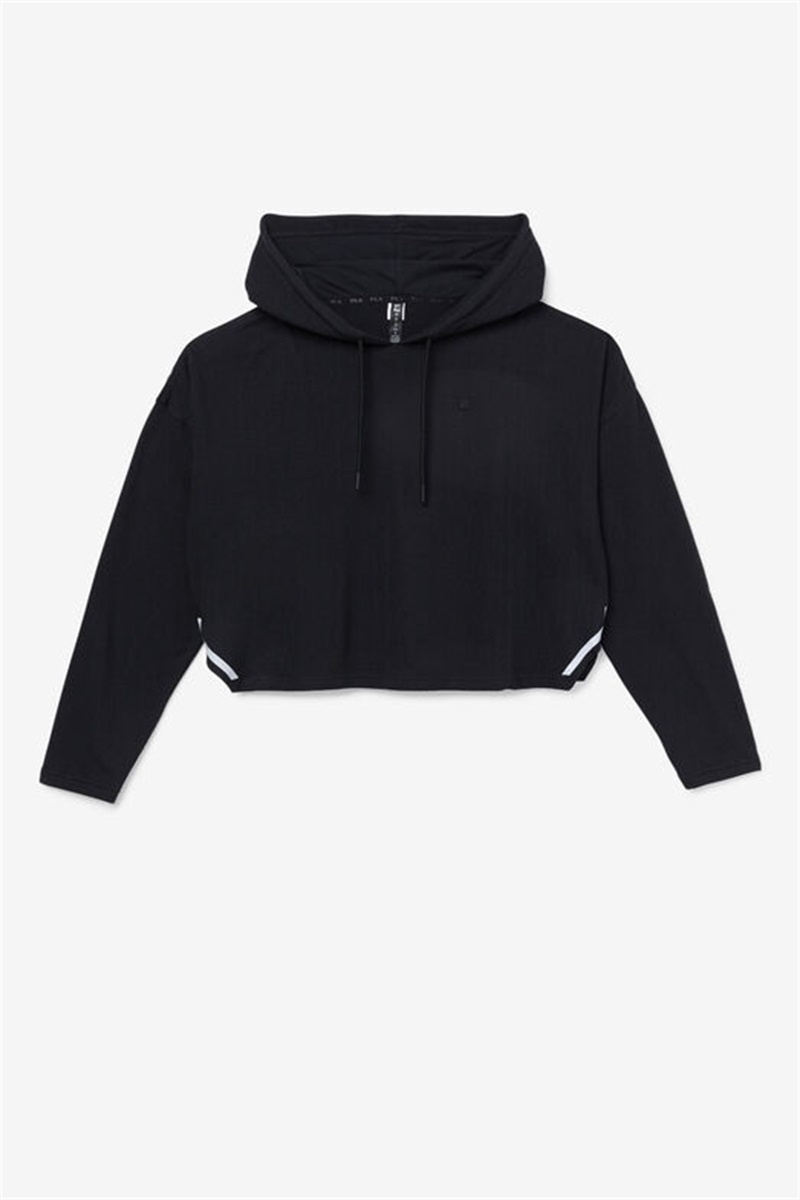 Black Women\'s Fila Fi-Lux Cropped Hoodie | Saudi Arabia-952683