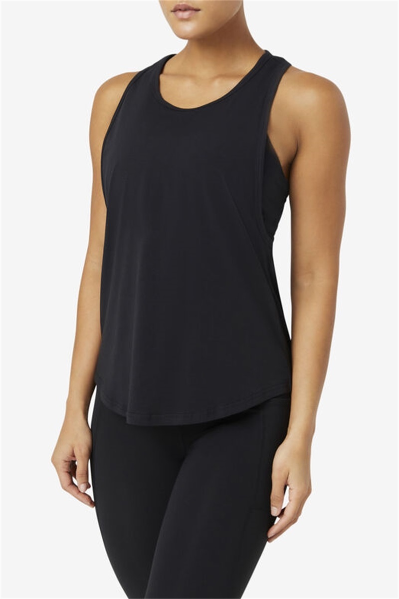 Black Women's Fila Fi-Lux Long Tank Top | Saudi Arabia-021578