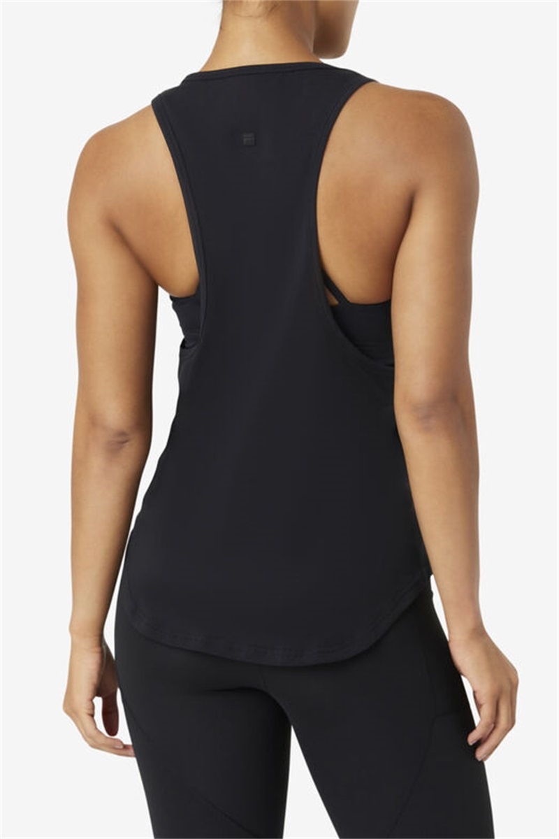 Black Women's Fila Fi-Lux Long Tank Top | Saudi Arabia-021578