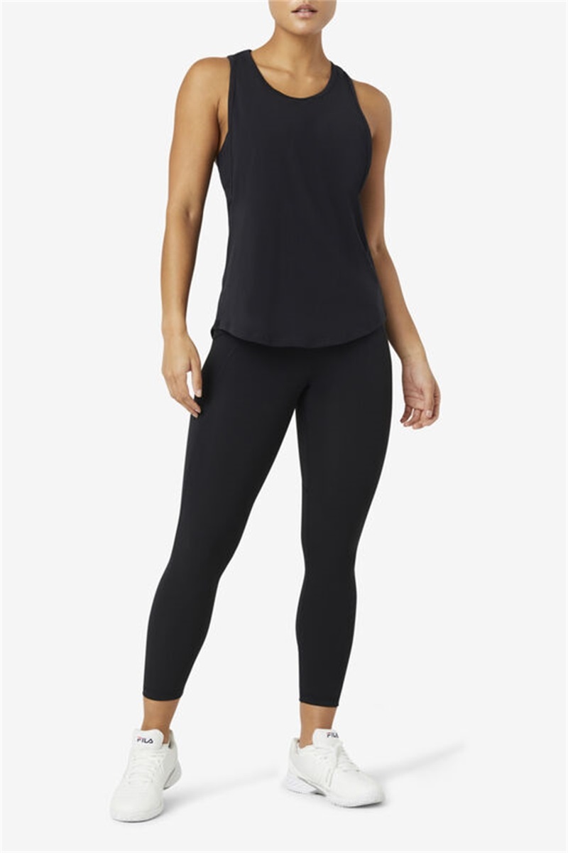 Black Women's Fila Fi-Lux Long Tank Top | Saudi Arabia-021578