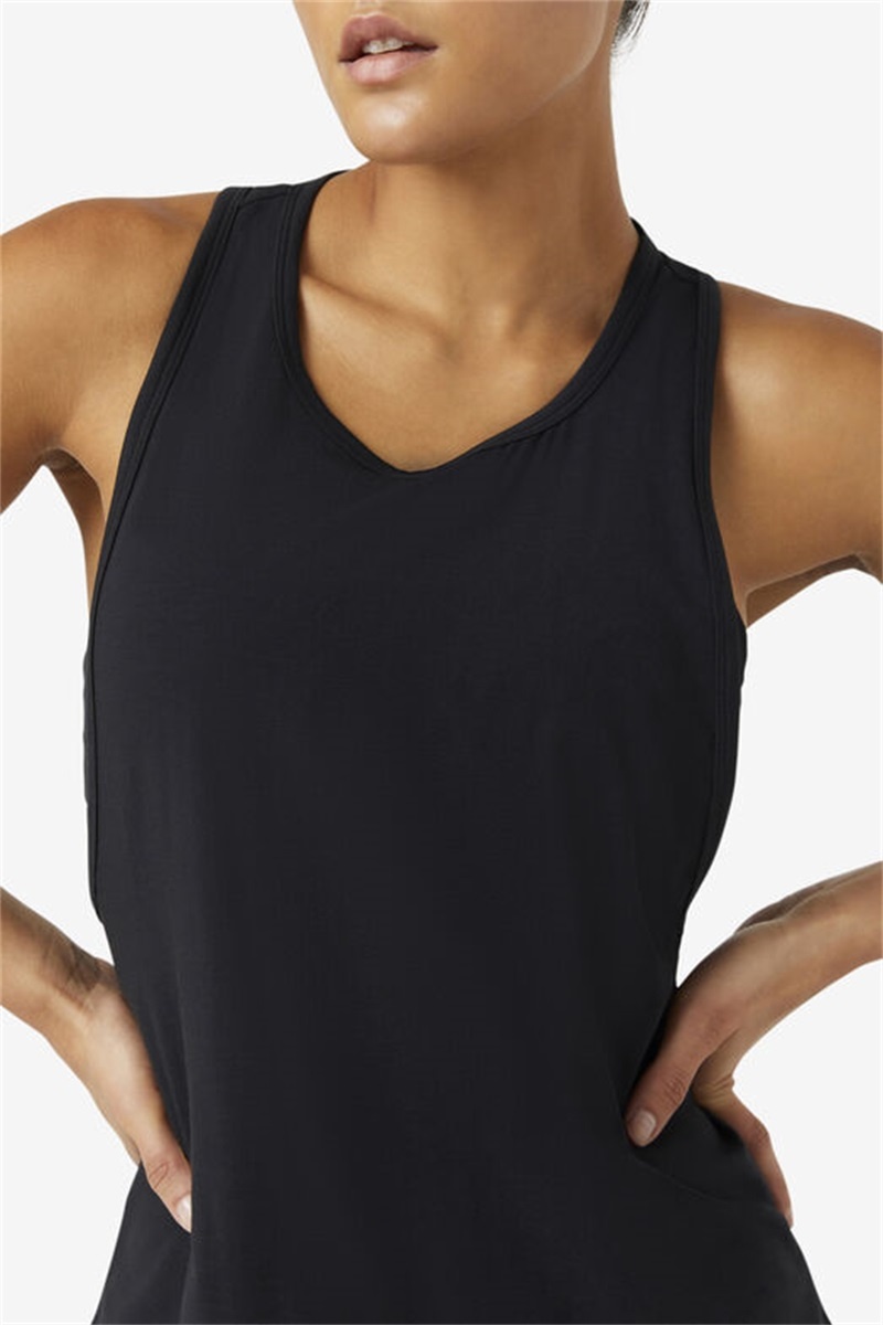 Black Women's Fila Fi-Lux Long Tank Top | Saudi Arabia-021578