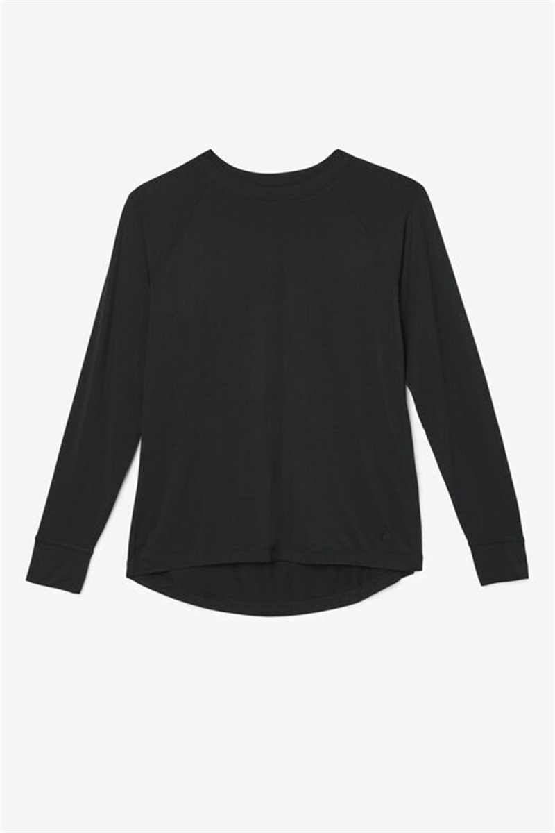 Black Women\'s Fila Fi-Lux Mesh Back Long Sleeve Crew Tops | Saudi Arabia-463590