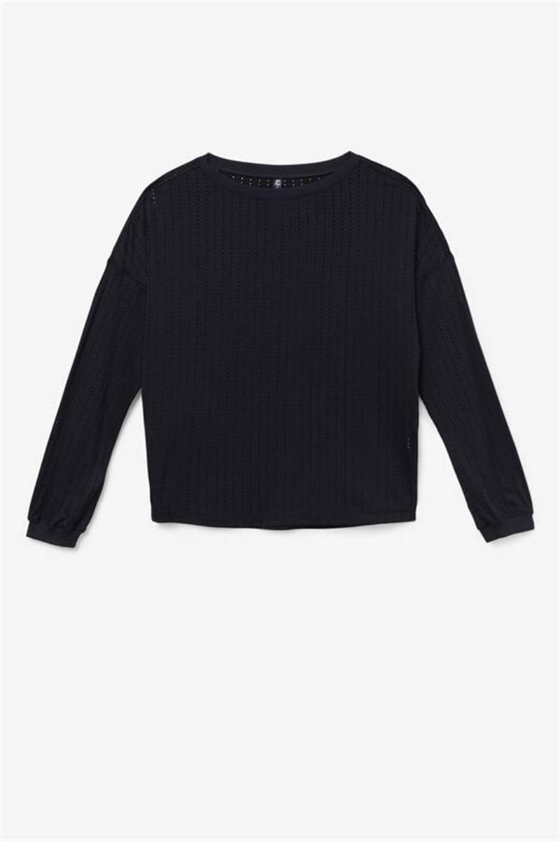 Black Women\'s Fila Fi-Lux Mesh Long Sleeve Tops | Saudi Arabia-970618