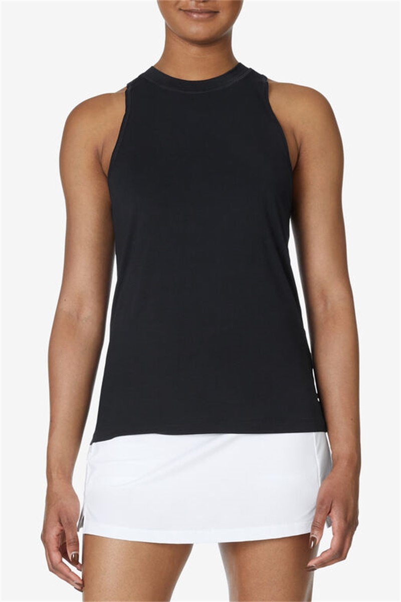 Black Women's Fila Fi-Lux Open Back Tank Top | Saudi Arabia-528709