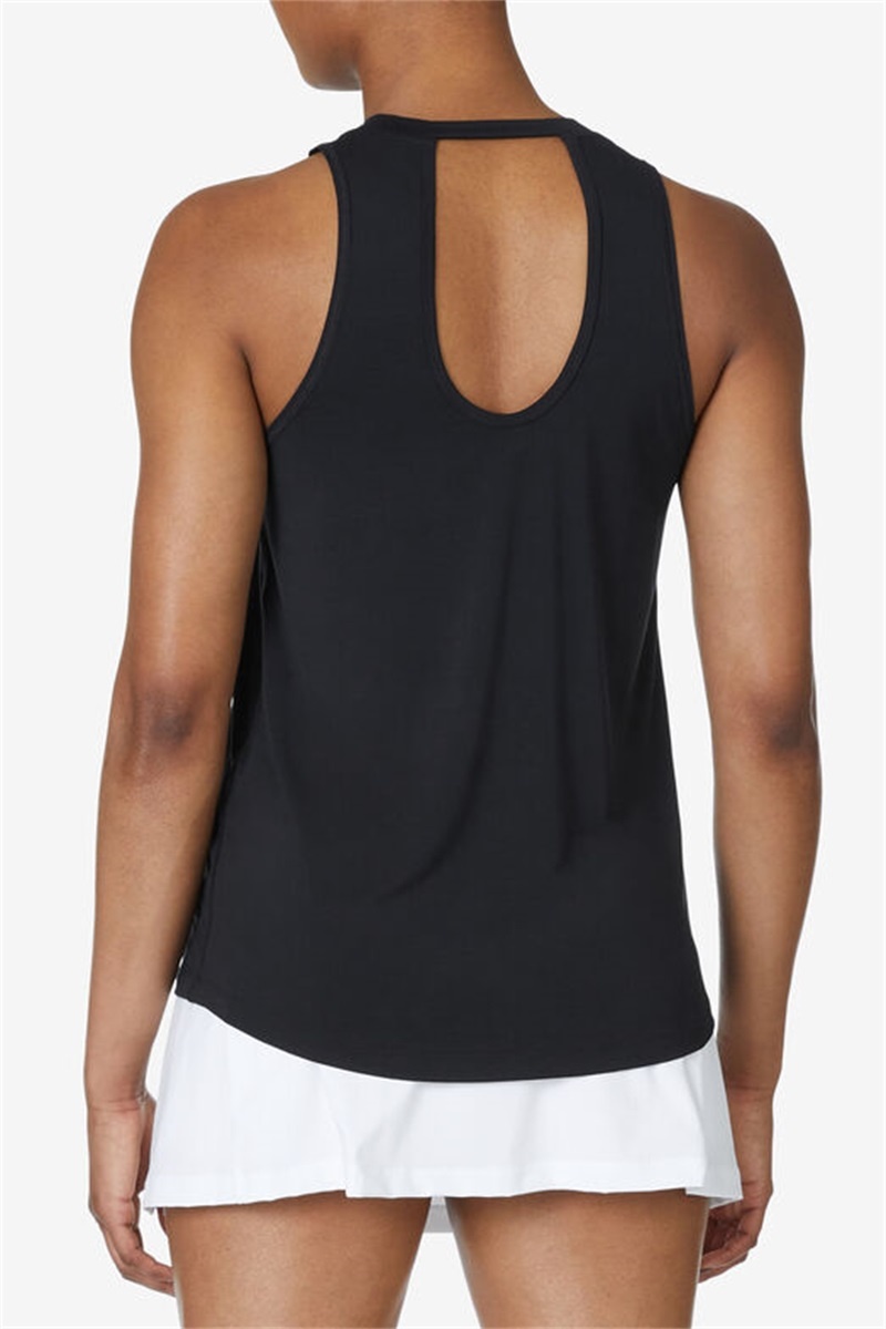 Black Women's Fila Fi-Lux Open Back Tank Top | Saudi Arabia-528709