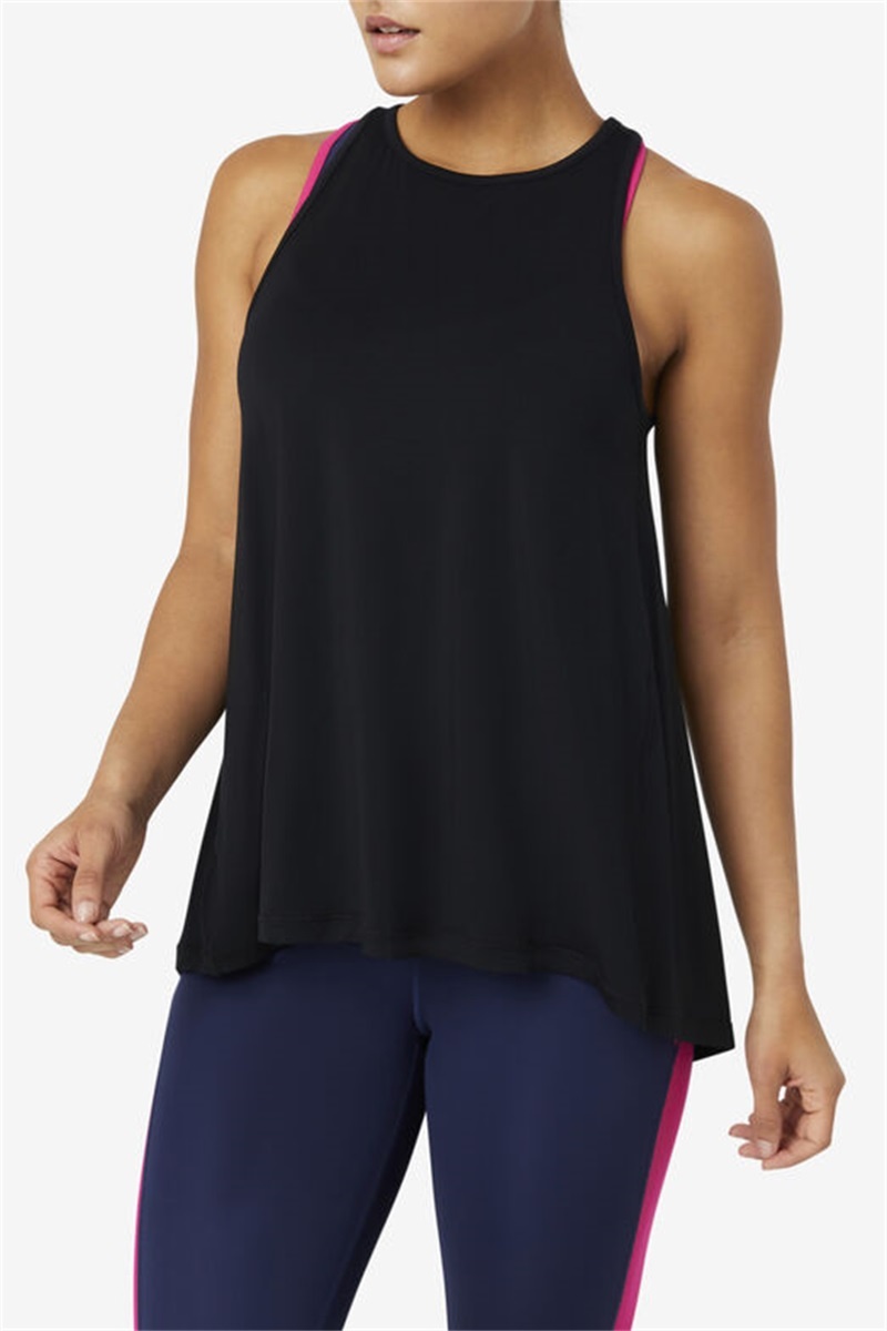 Black Women's Fila Fi-Lux Open Back Tank Top | Saudi Arabia-941625