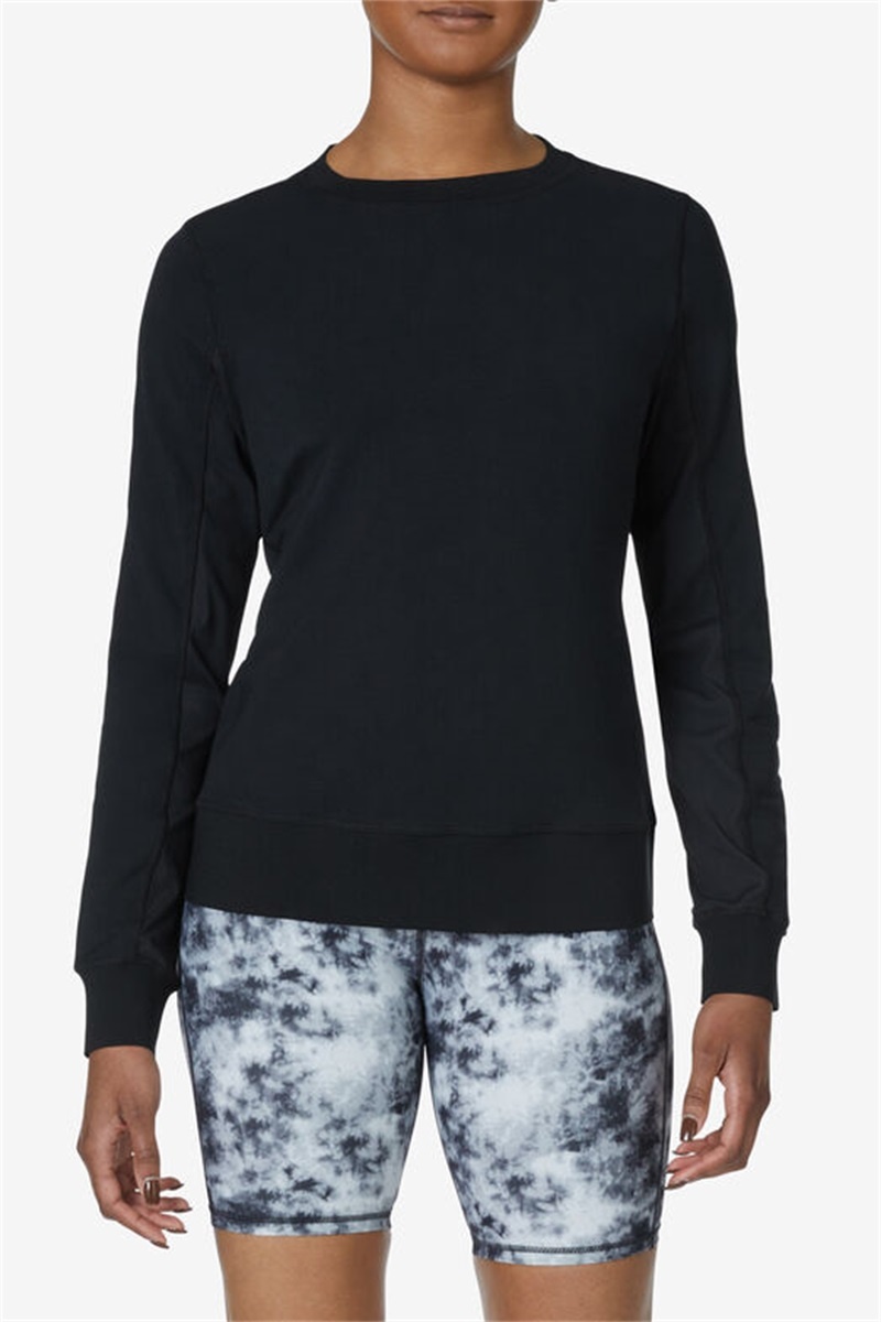 Black Women's Fila Fi-Lux Relaxed Sweatshirts | Saudi Arabia-604531