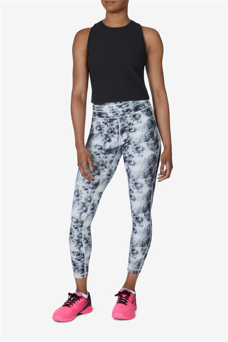 Black Women's Fila Fi-Lux Ribbed Crop Tops | Saudi Arabia-975860