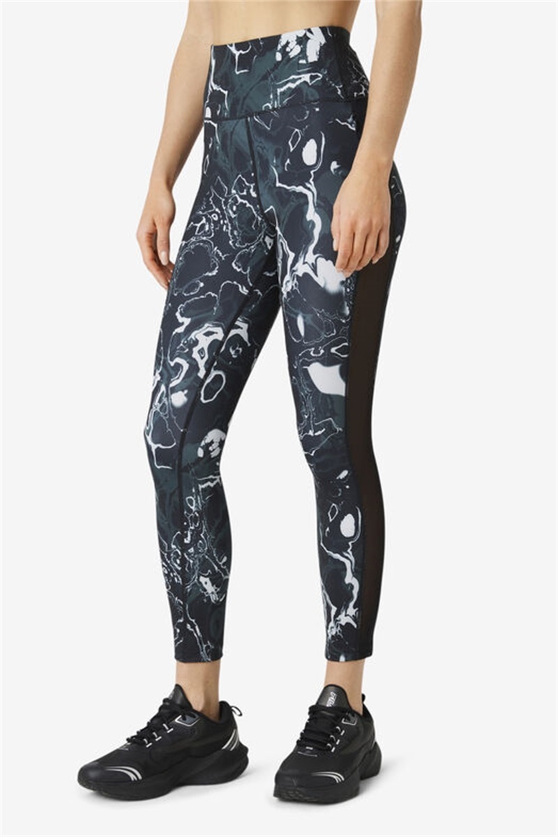 Black Women's Fila Forza Contrast 7/8 Leggings | Saudi Arabia-437210