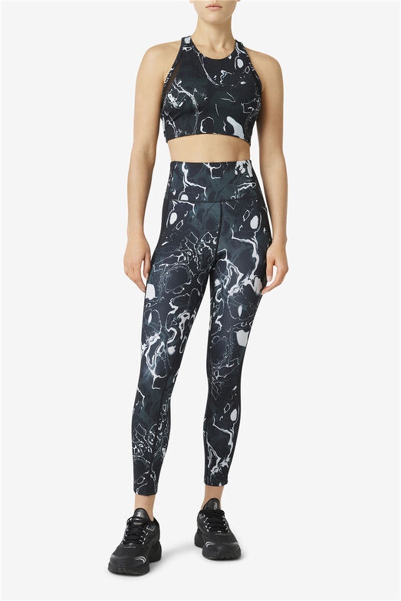 Black Women's Fila Forza Contrast 7/8 Leggings | Saudi Arabia-437210