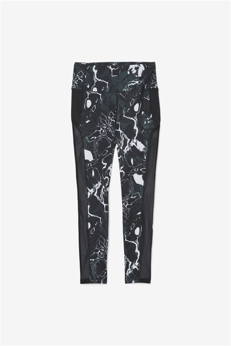 Black Women\'s Fila Forza Contrast 7/8 Leggings | Saudi Arabia-437210