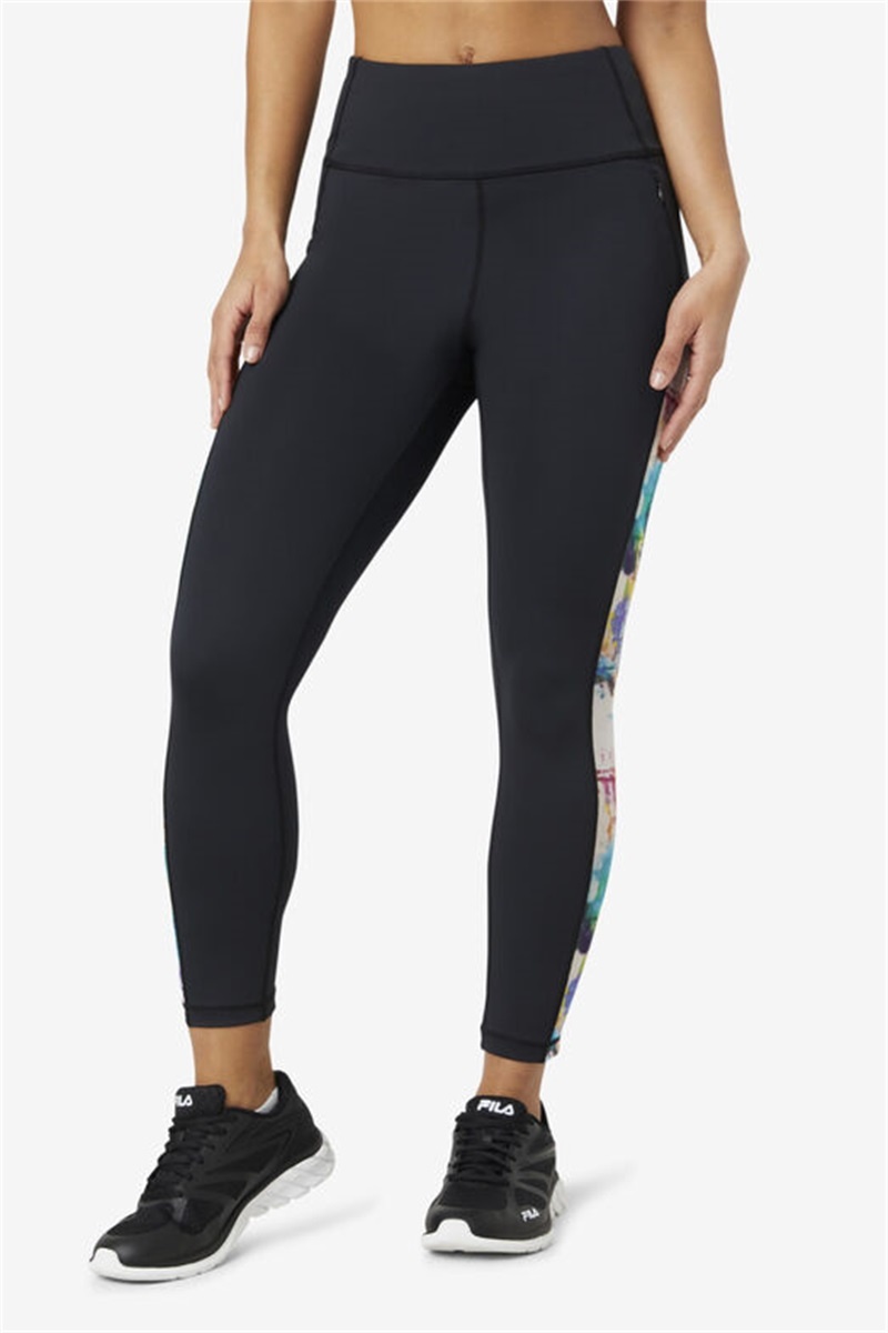 Black Women's Fila Forza Contrast 7/8 Leggings | Saudi Arabia-915267