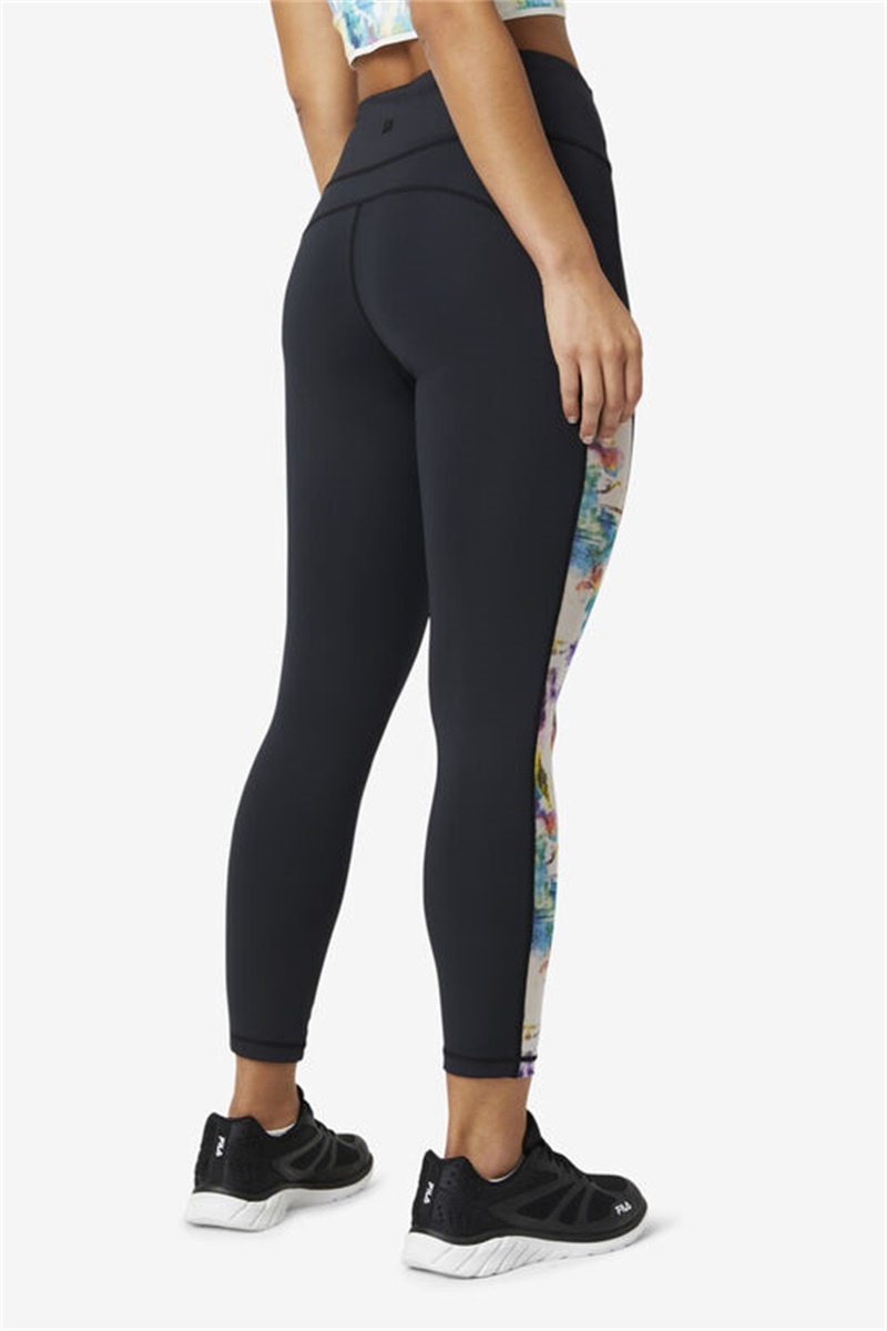 Black Women's Fila Forza Contrast 7/8 Leggings | Saudi Arabia-915267