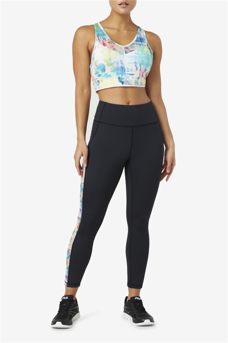 Black Women's Fila Forza Contrast 7/8 Leggings | Saudi Arabia-915267