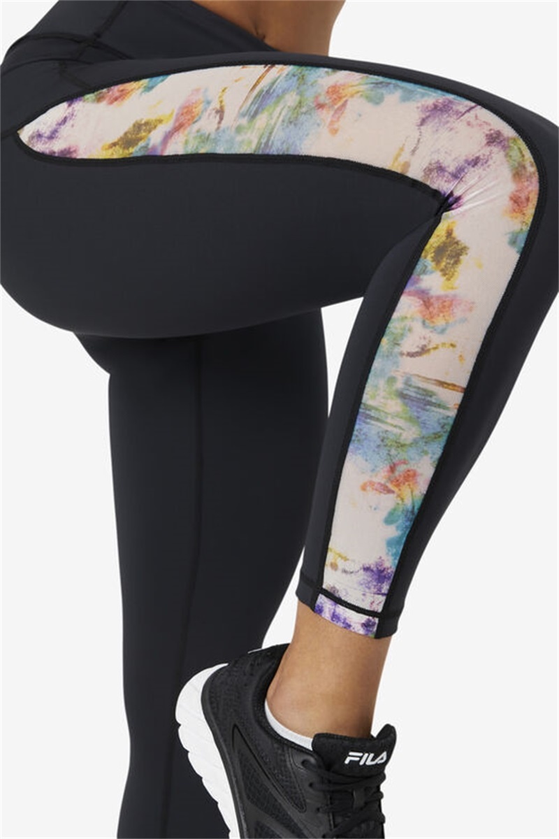 Black Women's Fila Forza Contrast 7/8 Leggings | Saudi Arabia-915267
