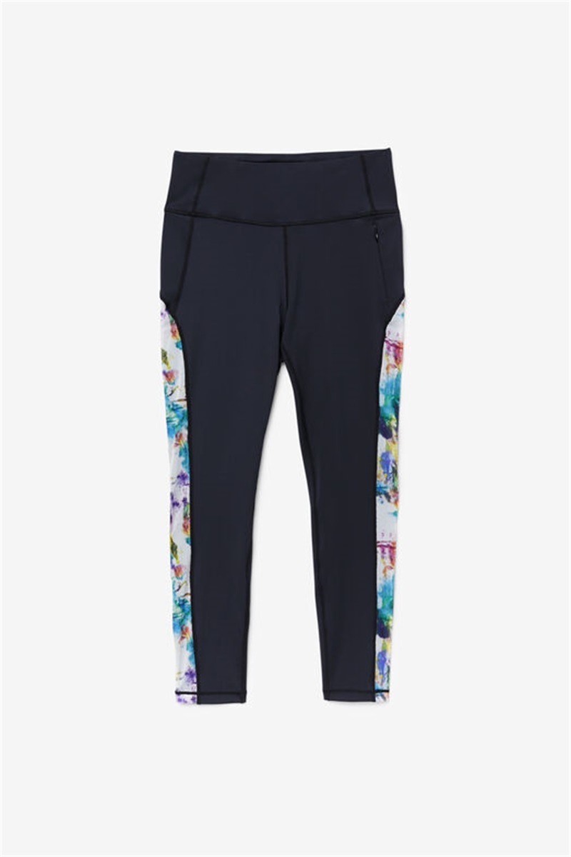Black Women\'s Fila Forza Contrast 7/8 Leggings | Saudi Arabia-915267