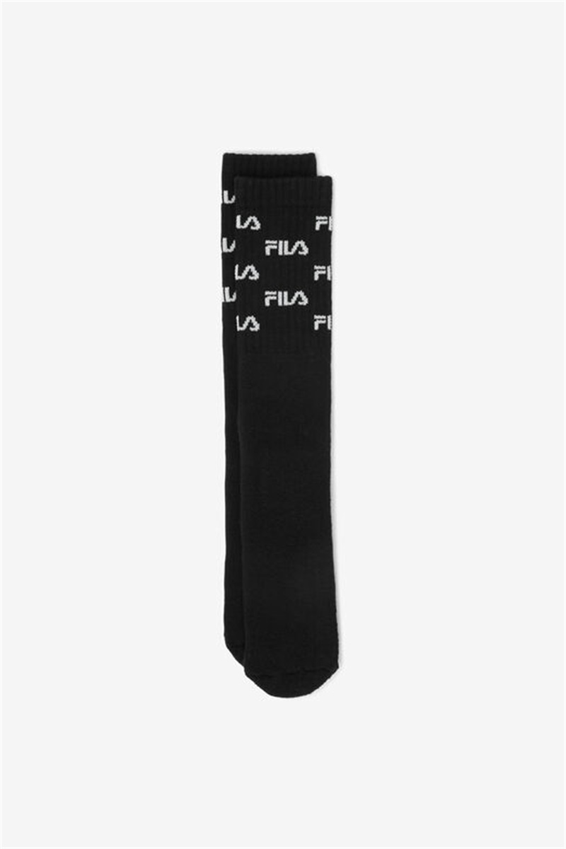Black Women\'s Fila Logo Knee High Socks | Saudi Arabia-681732