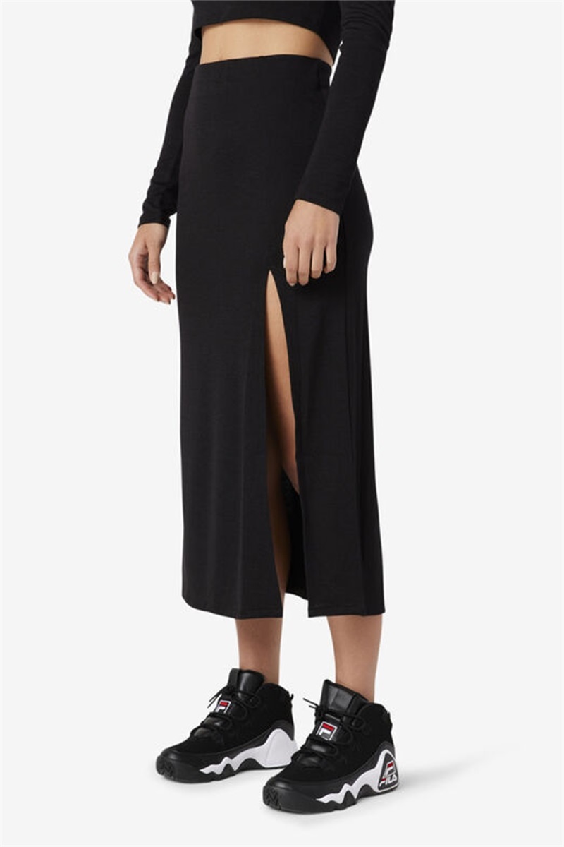 Black Women's Fila Londyn Midi Skirts | Saudi Arabia-835601