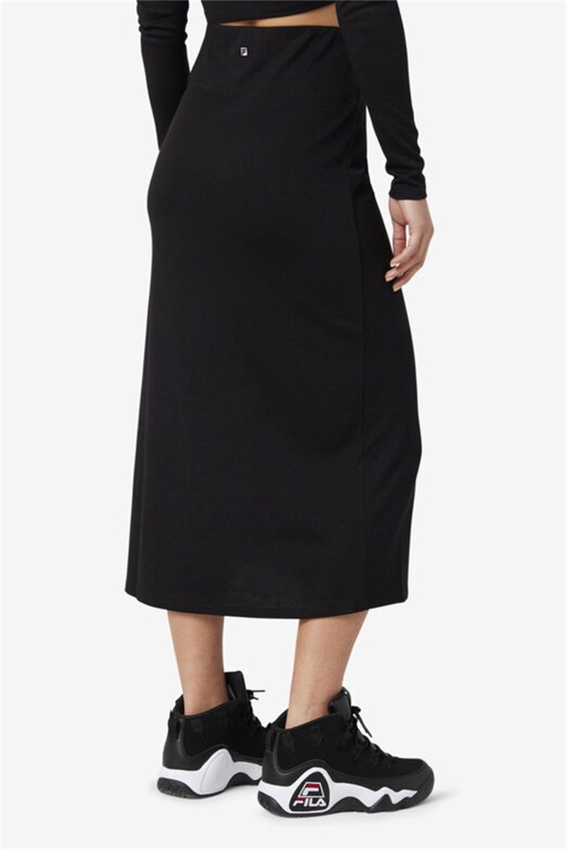 Black Women's Fila Londyn Midi Skirts | Saudi Arabia-835601