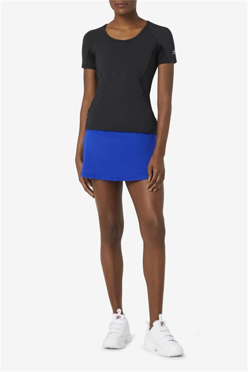 Black Women's Fila Pickleball Short Sleeve Tops | Saudi Arabia-158729