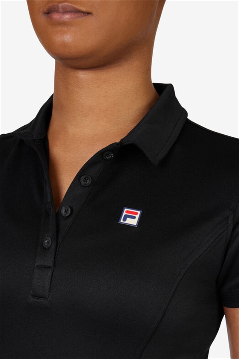 Black Women's Fila Pique Polo Shirts | Saudi Arabia-739184