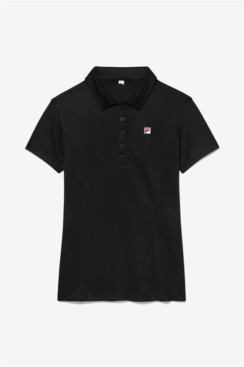Black Women\'s Fila Pique Polo Shirts | Saudi Arabia-739184