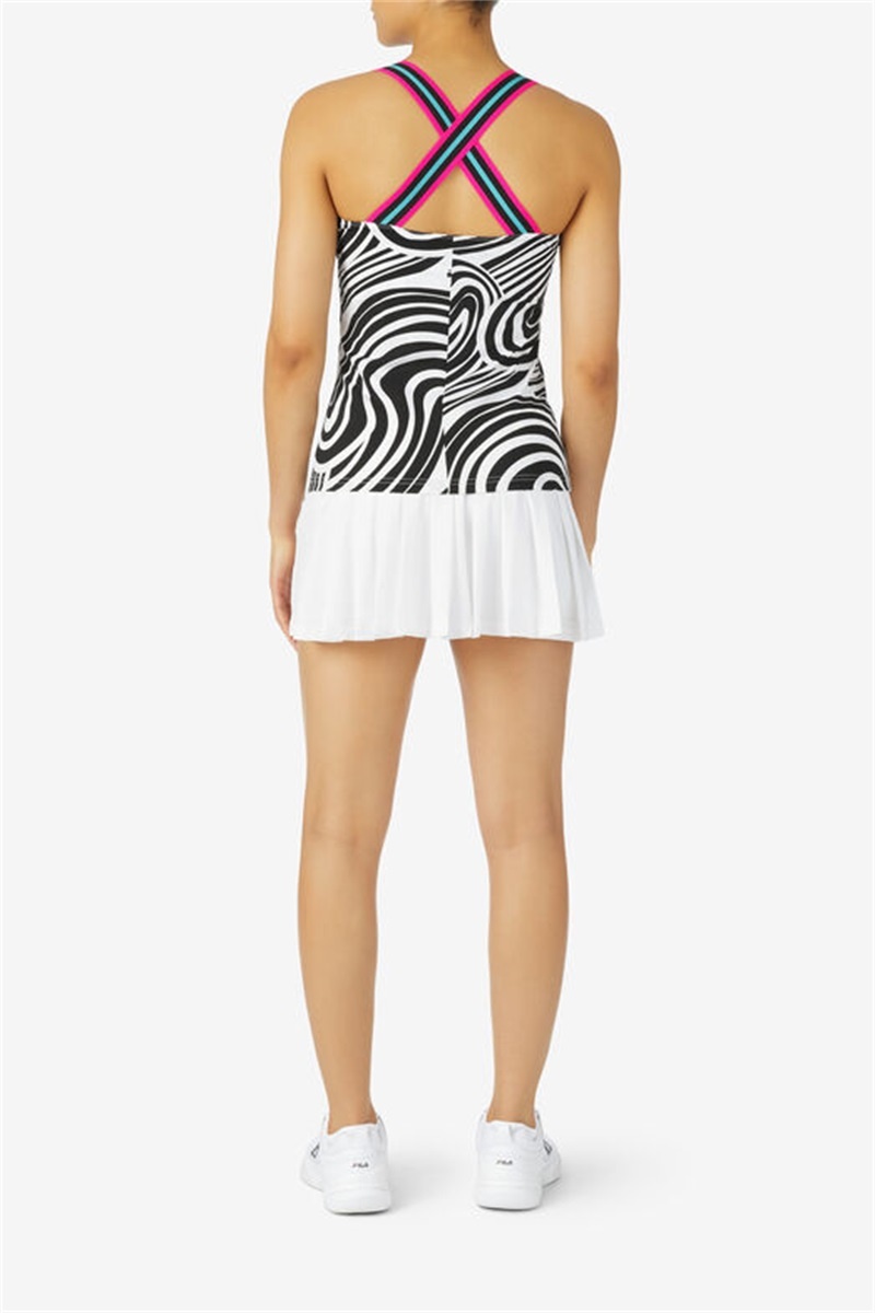 Black Women's Fila Tie Breaker Cross Back Tanks | Saudi Arabia-849156