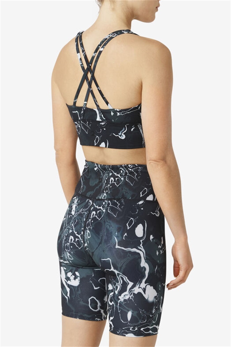 Black Women's Fila Uplift Cross Back Top Bras | Saudi Arabia-350429